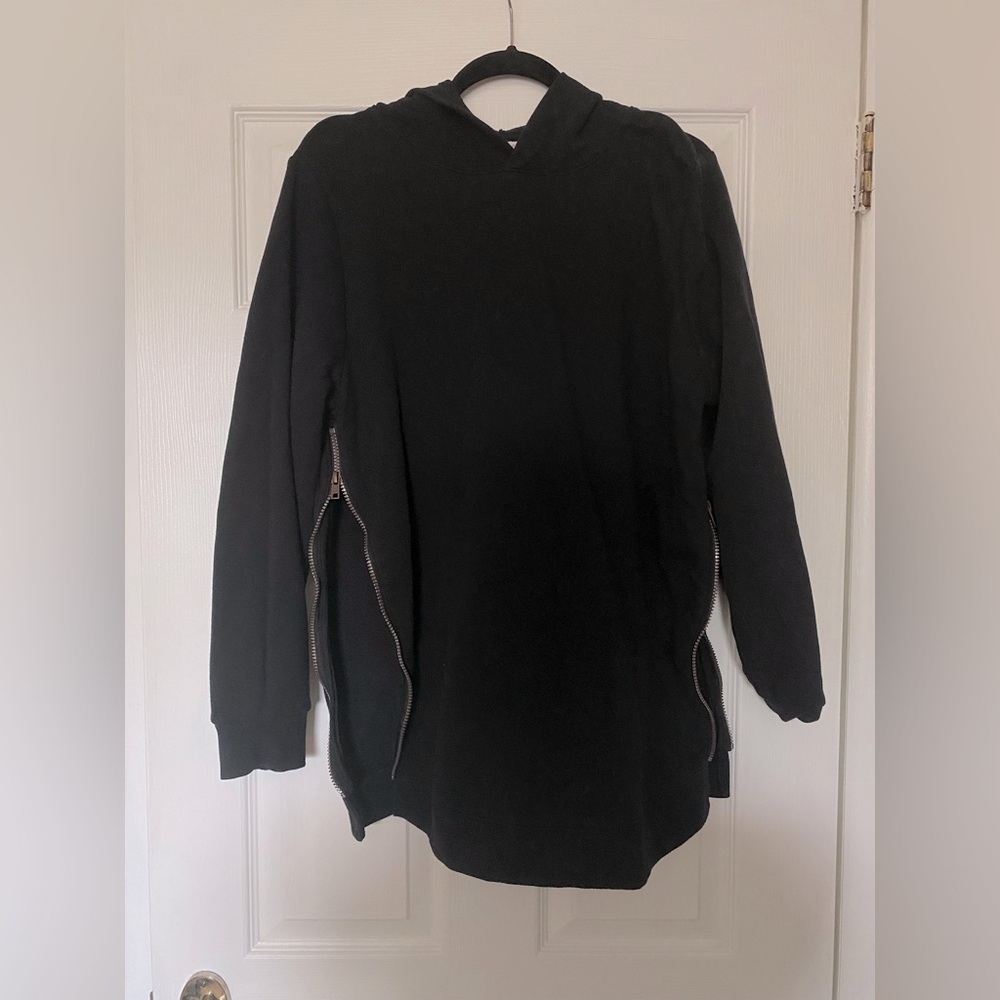 Black Hoodie with Zipper Sides